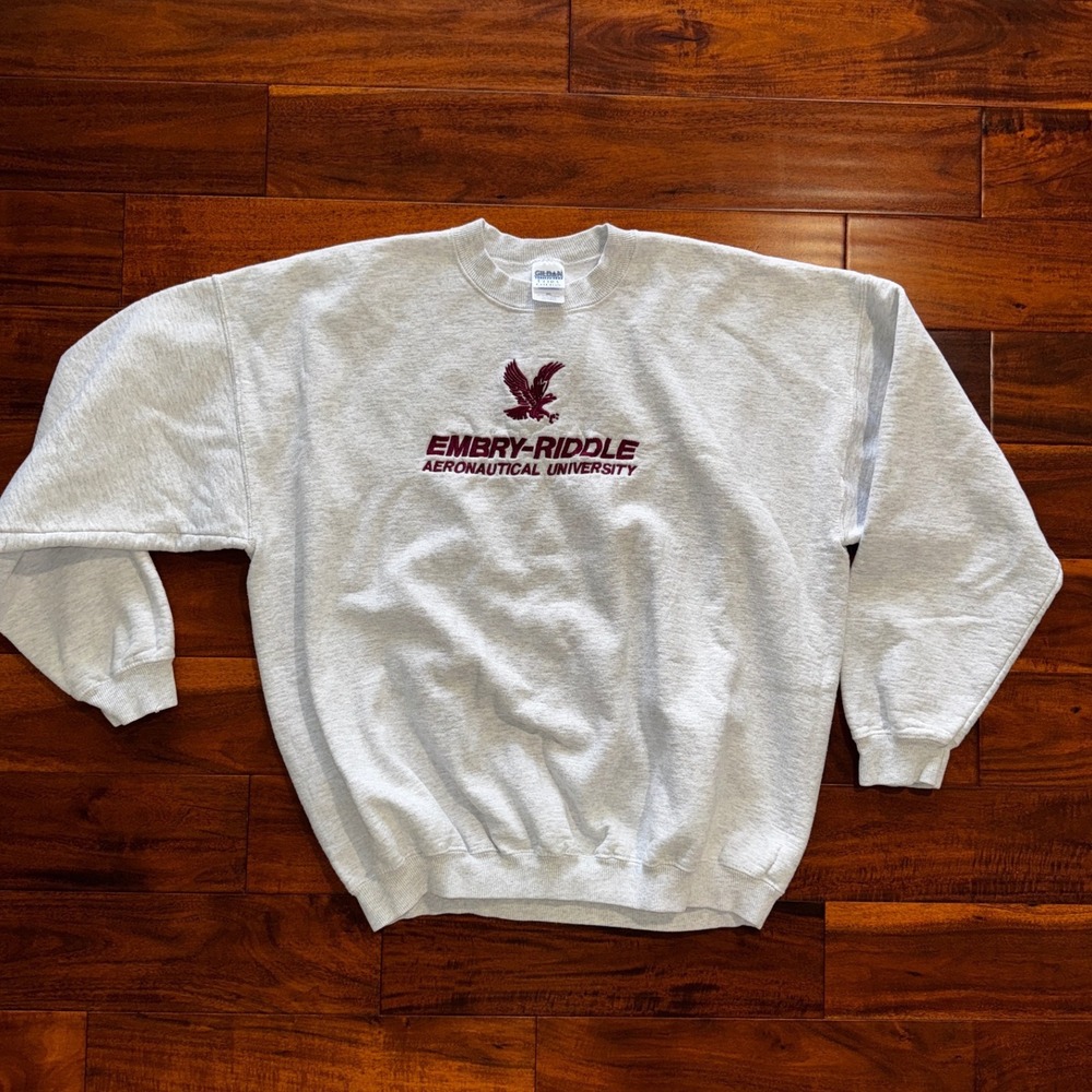 Gildan Sweatshirt Unisex XXL Gray Excellent Embry-Riddle Aeronautical University